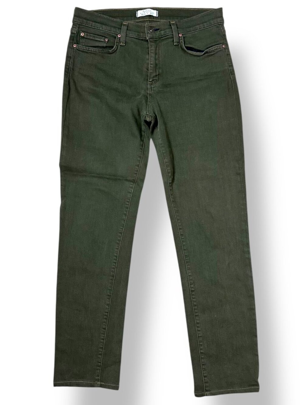Principle Denim Women's Straight Leg 5 Pocket Style Army Green Jeans Sz 31